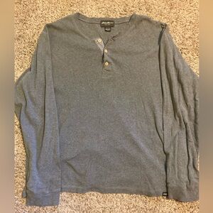 Eddie Bauer Men's Heather Gray Long Sleeve Henley